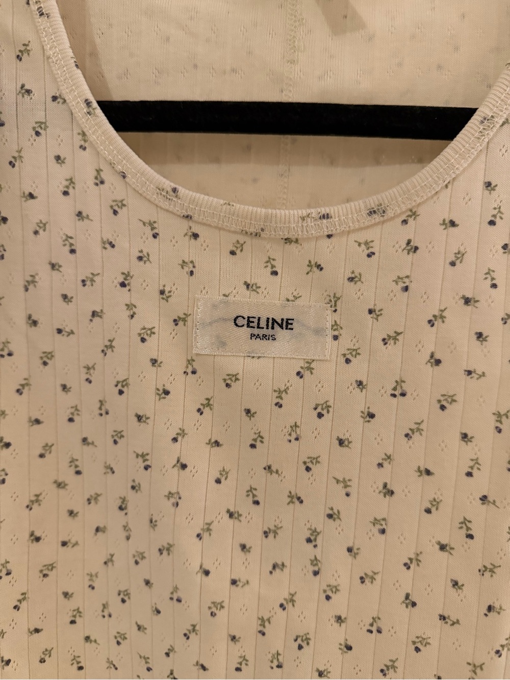 Celine Cream Floral Ribbed Tank - Picture 2 of 4